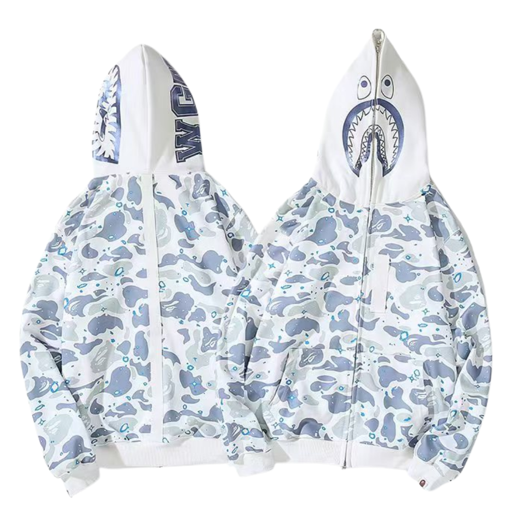 BAPE Space Camo Shark Full-Zip Hoodie 'White/Blue'