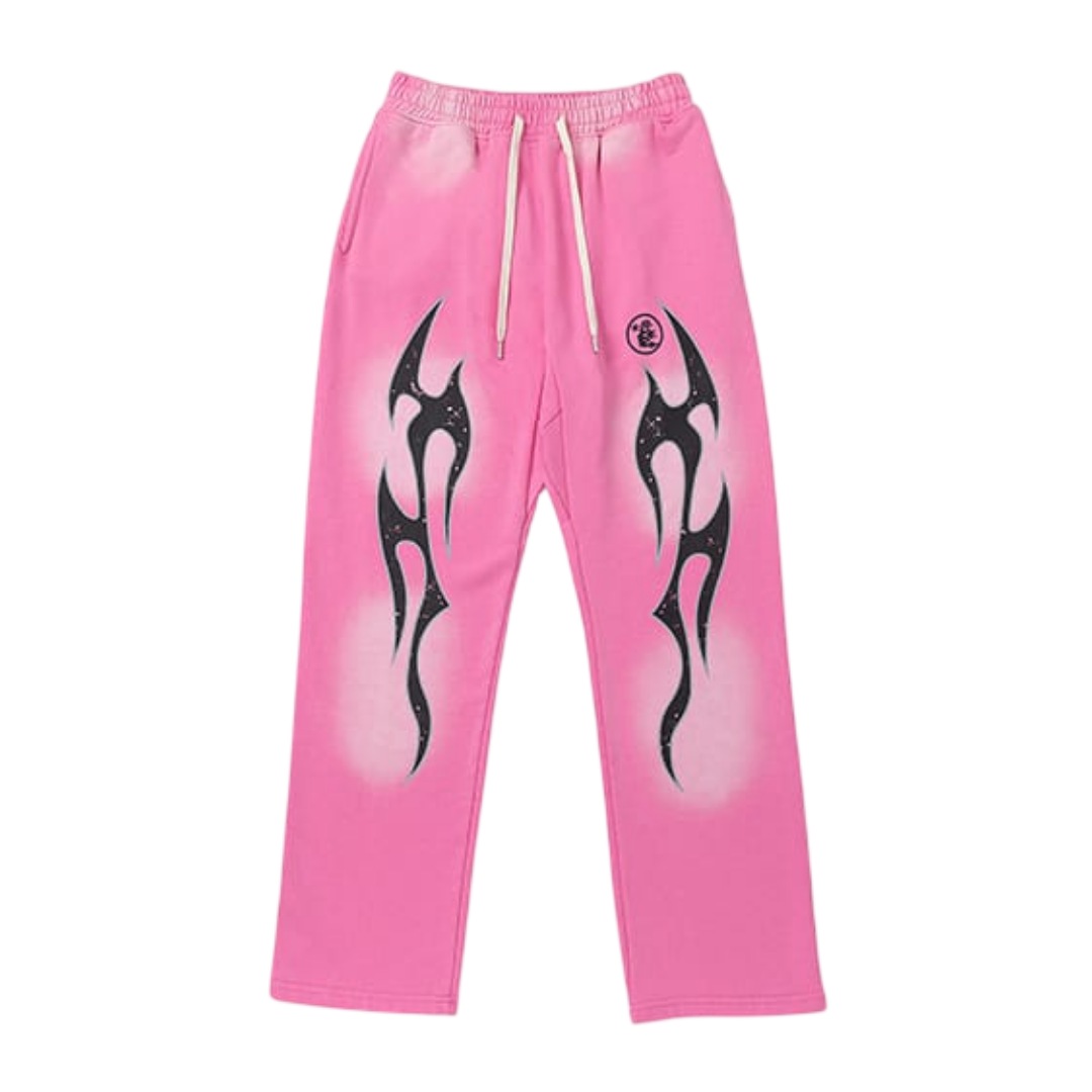 Hellstar Flame Logo Spray Fade Sweatpants 'Pink/Orange'