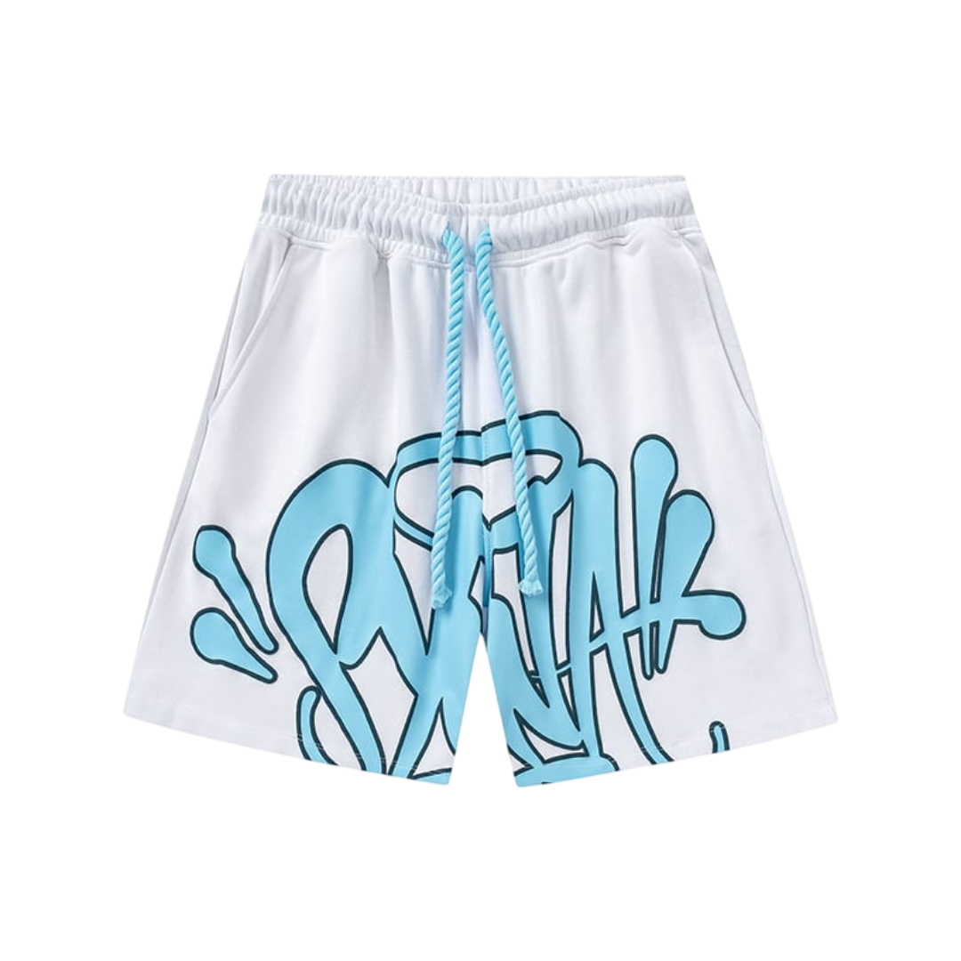 Syna World Logo Fleece Shorts 'White/Baby Blue'