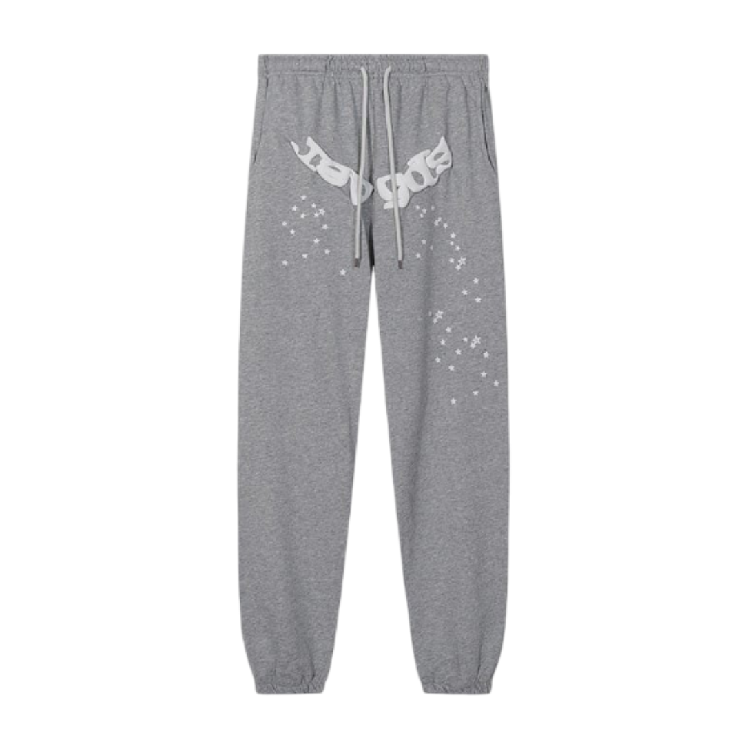 Sp5der Worldwide Web Pullover Sweatpants 'Heather Grey/White'