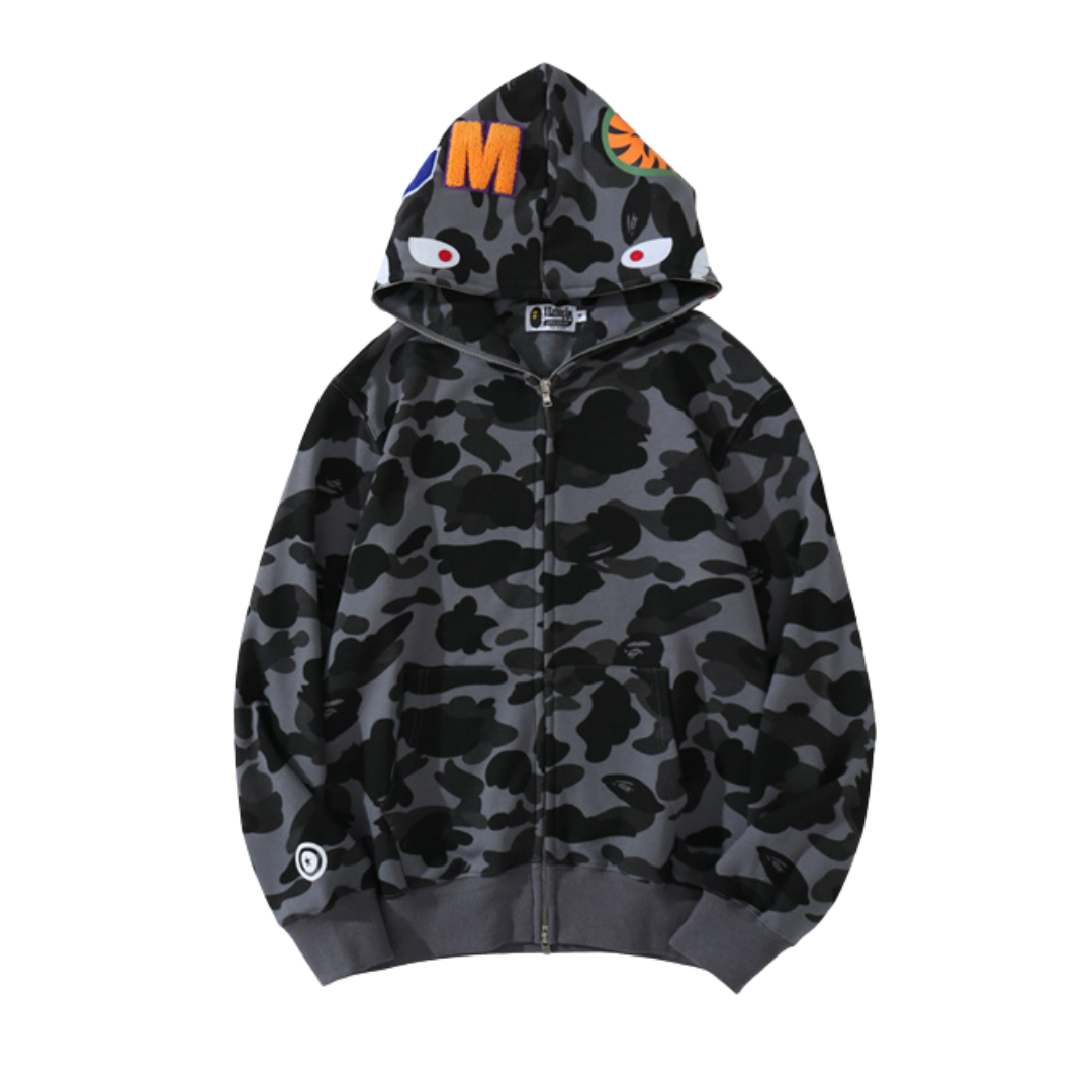 BAPE 1st Camo Shark Full-Zip Hoodie 'Grey/Black'