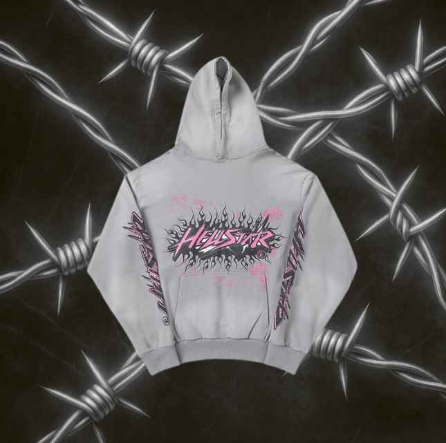 Hellstar Future Flame Hoodie "Gray & Pink"