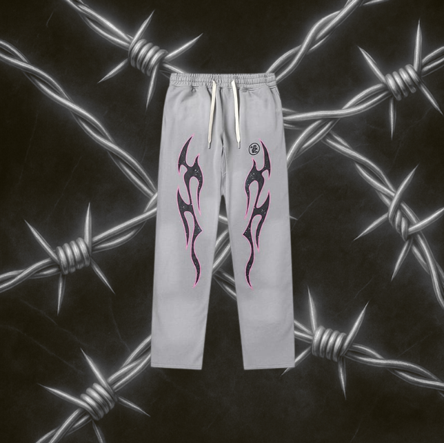 Hellstar Future Flame Pants "Gray & Pink"