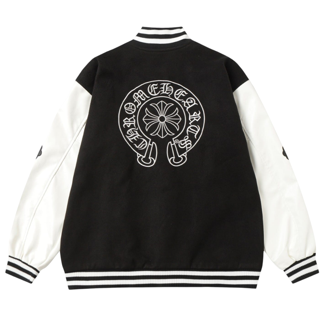Chrome Hearts Horseshoe & Scroll Varsity Jacket 'Black/White'
