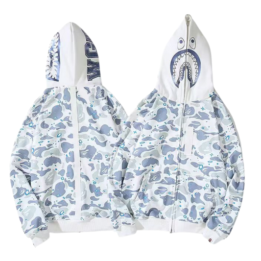 BAPE Space Camo Shark Full-Zip Hoodie 'White/Blue'