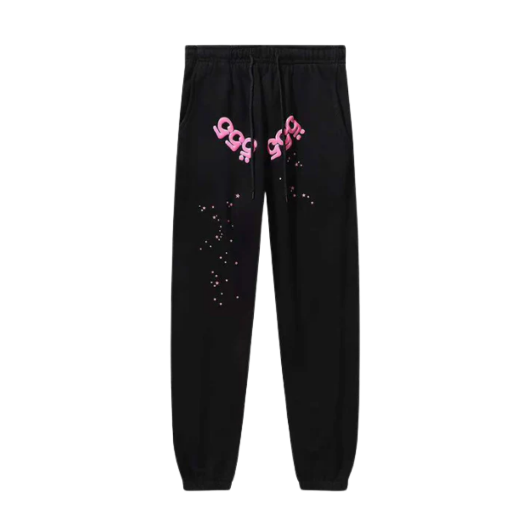 Sp5der Worldwide "555555" Number Web Sweatpants 'Black/Pink'