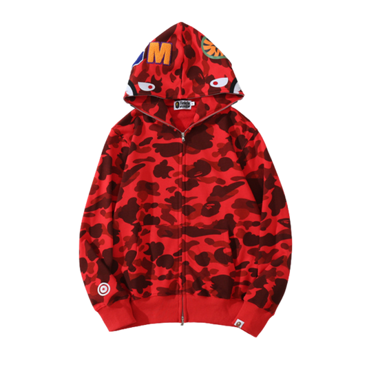 BAPE 1st Camo Shark Full-Zip Hoodie 'Red'
