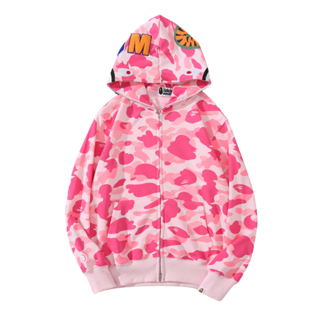 BAPE 1st Camo Shark Full-Zip Hoodie 'Pink'