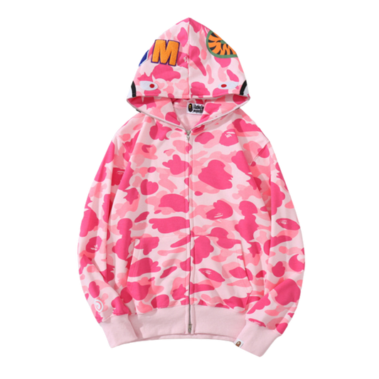 BAPE 1st Camo Shark Full-Zip Hoodie 'Pink'