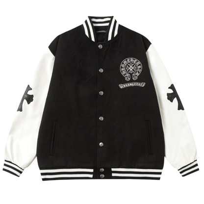 Chrome Hearts Horseshoe & Scroll Varsity Jacket 'Black/White'