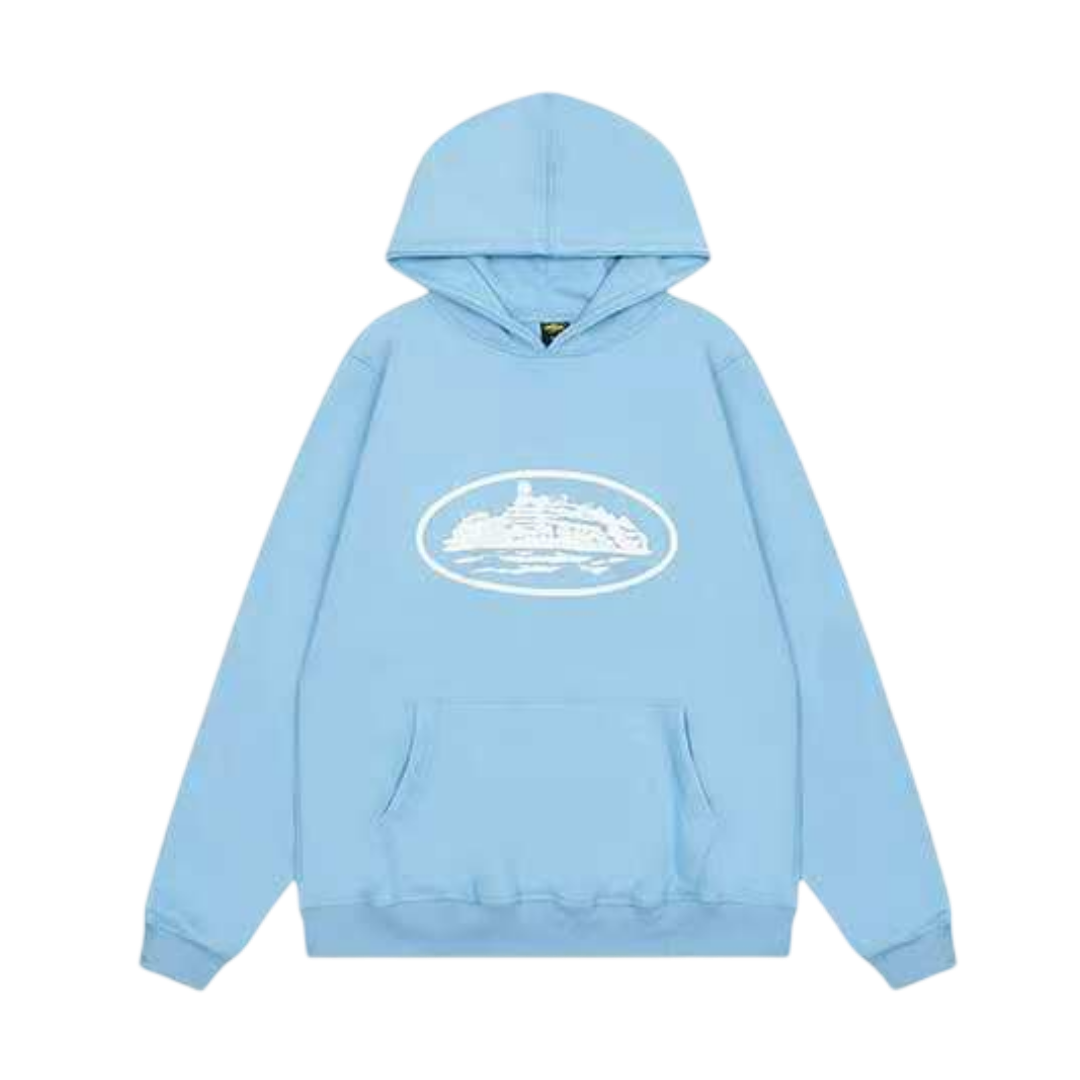 Corteiz Alcatraz Logo Hoodie 'Light Blue'