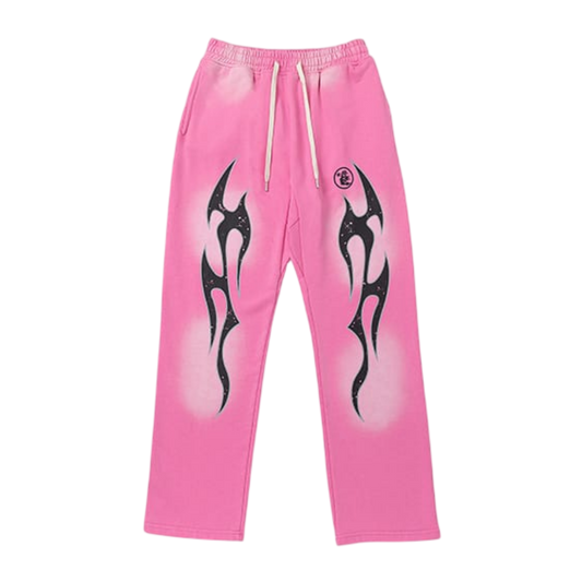 Hellstar Flame Logo Spray Fade Sweatpants 'Pink/Orange'