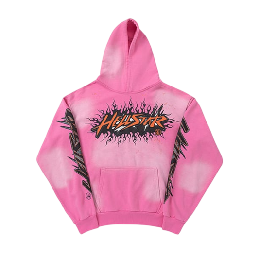 Hellstar Flame Logo Spray Fade Hoodie 'Pink/Orange'