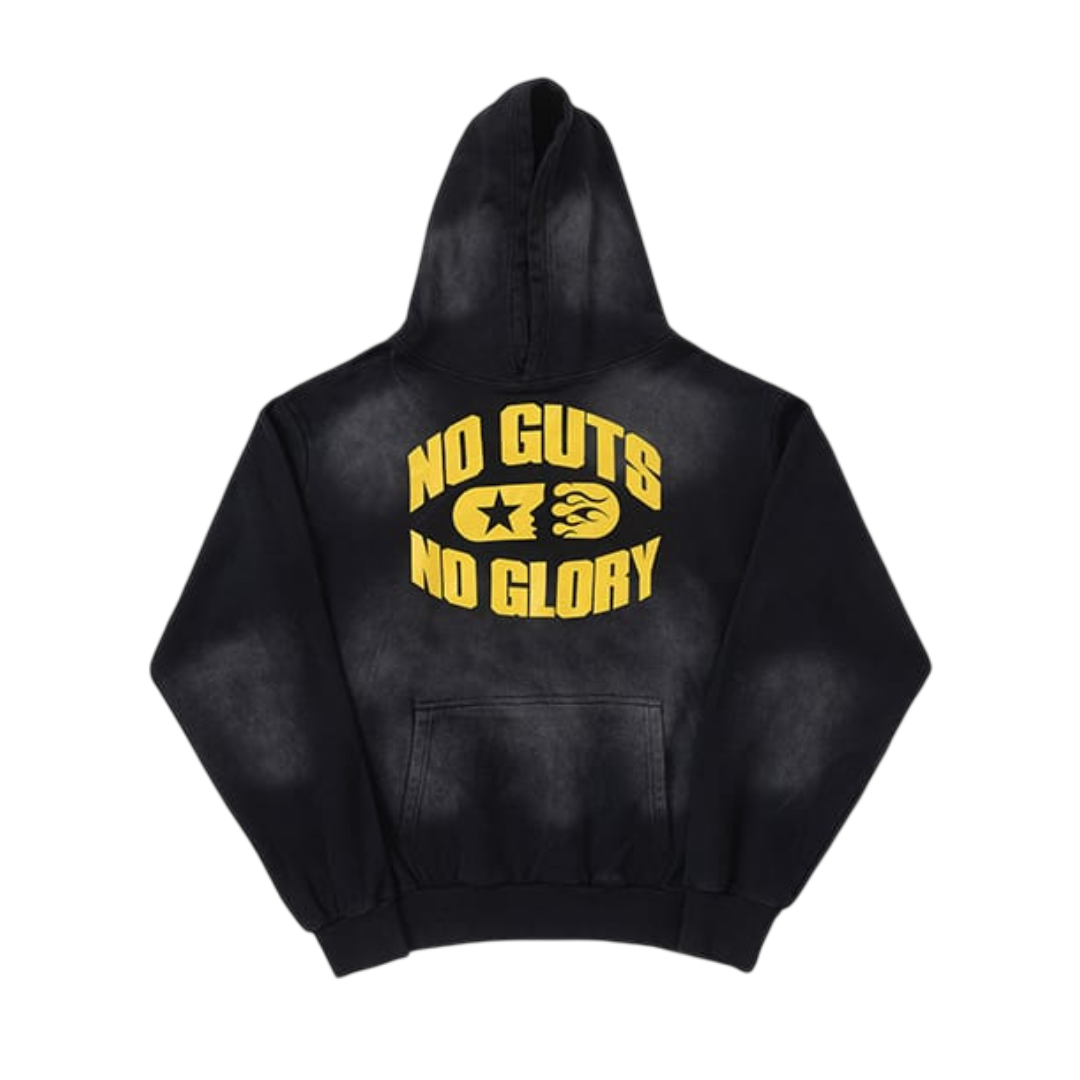 Hellstar "No Guts No Glory" Vintage Wash Hoodie 'Black/Yellow'