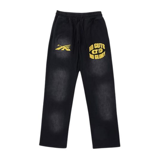 Hellstar "No Guts No Glory" Vintage Wash Sweatpants 'Black/Yellow'