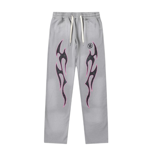 Hellstar Flame Logo Sweatpants 'Grey/Pink'
