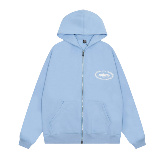 Corteiz Alcatraz Laurel Wreath Full-Zip Hoodie 'Light Blue'