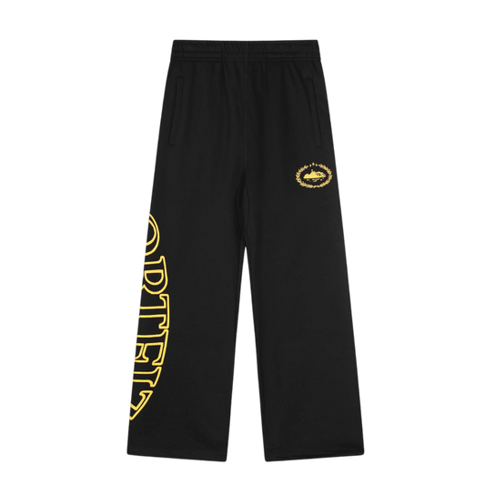 Corteiz Alcatraz Laurel Wreath Sweatpants 'Black/Yellow'