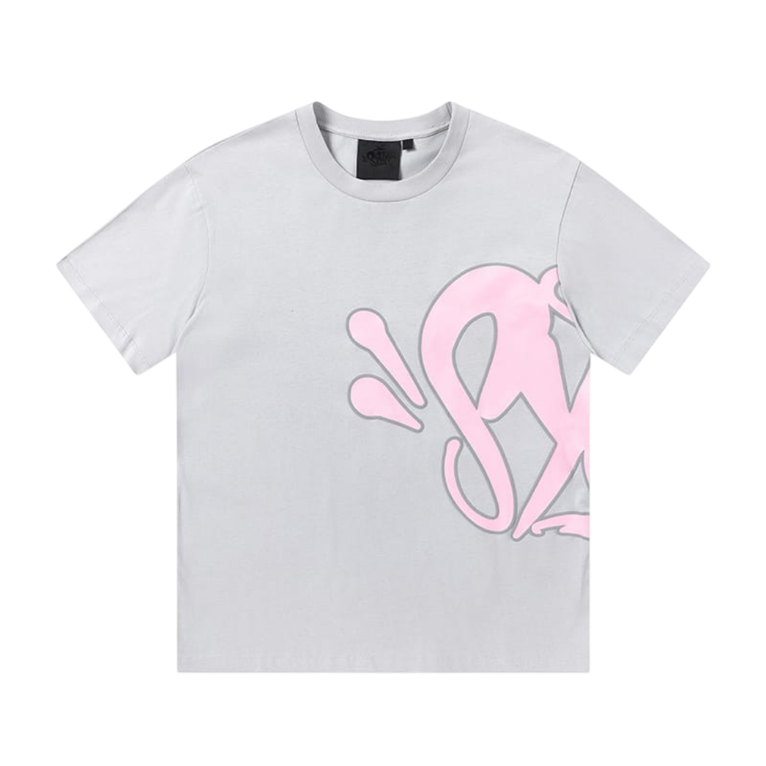 Syna World Side Logo T-Shirt 'Grey/Pink'
