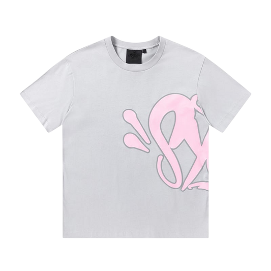 Syna World Side Logo T-Shirt 'Grey/Pink'