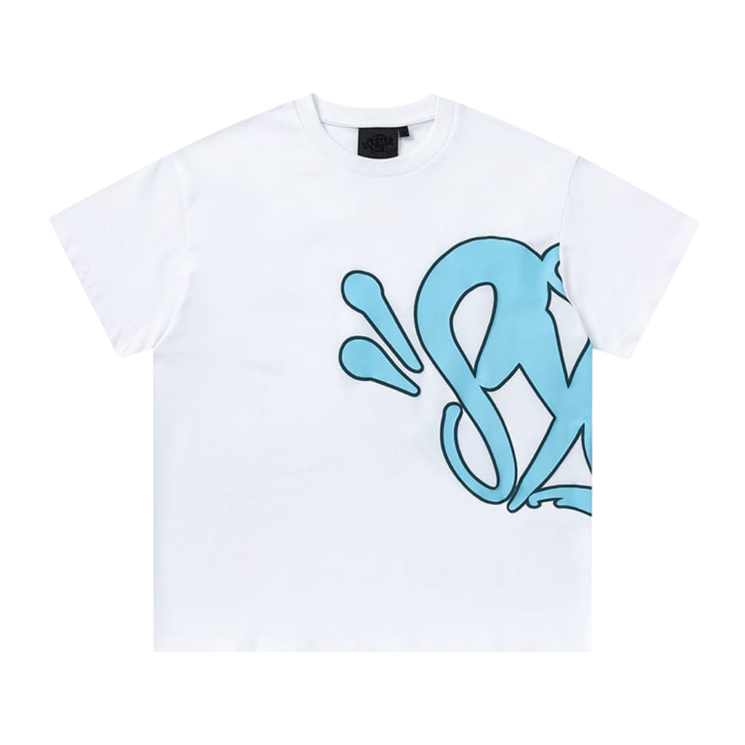 Syna World Side Logo T-Shirt 'White/Baby Blue'