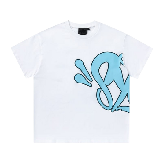 Syna World Side Logo T-Shirt 'White/Baby Blue'