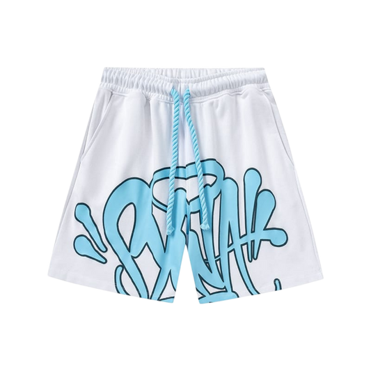 Syna World Logo Fleece Shorts 'White/Baby Blue'