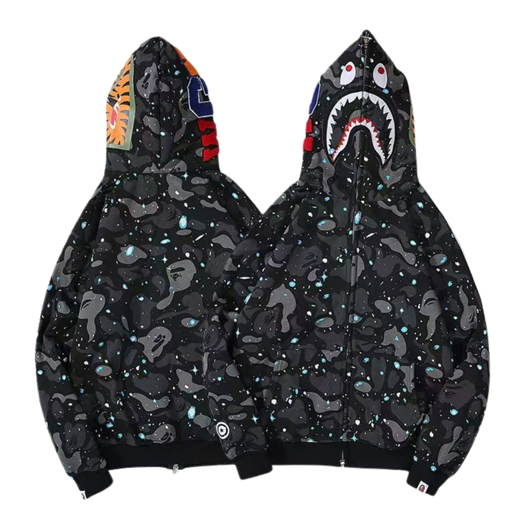 BAPE Space Camo Shark Full-Zip Hoodie 'Black'