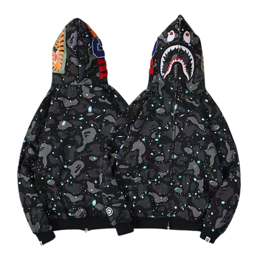 BAPE Space Camo Shark Full-Zip Hoodie 'Black'