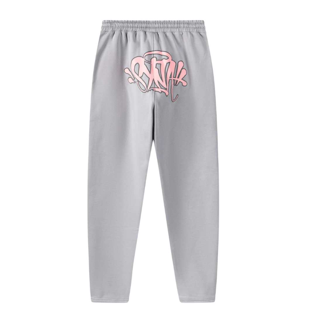 Syna World Graffiti Hood Logo Sweatpants 'Grey/Pink'