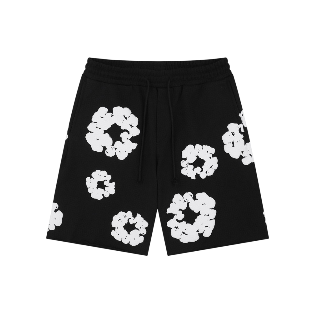 Denim Tears Cotton Wreath Shorts 'Black/White'