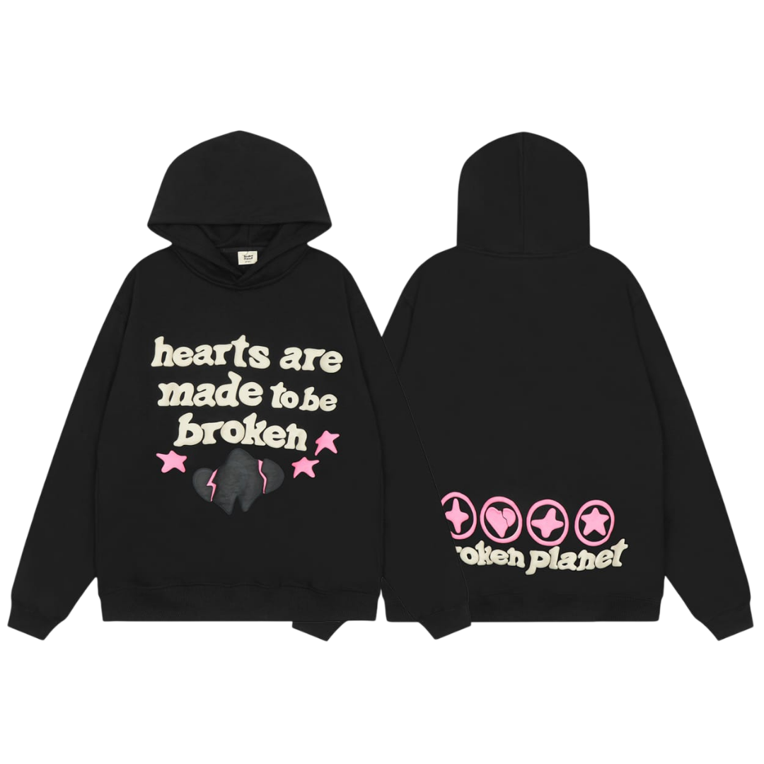 Broken Planet "Hearts Are Made To Be Broken" Hoodie 'Black/Pink'