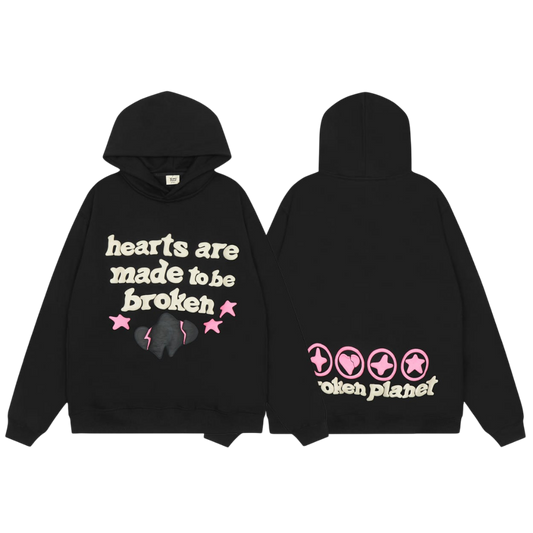Broken Planet "Hearts Are Made To Be Broken" Hoodie 'Black/Pink'