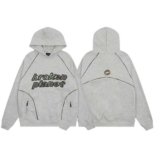 Broken Planet Technical Piping Hoodie 'Heather Grey/Camo'