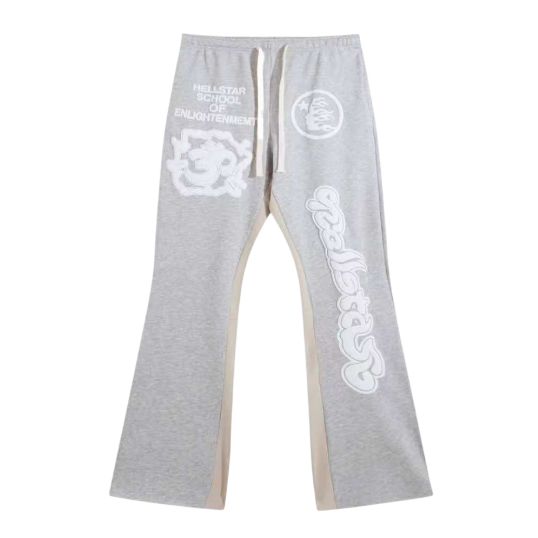 Hellstar Studios "School of Enlightenment" Flared Sweatpants 'Grey/Cream'