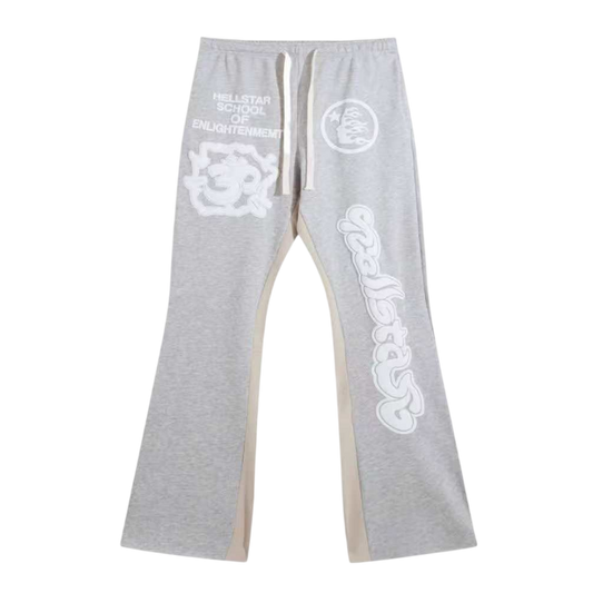 Hellstar Studios "School of Enlightenment" Flared Sweatpants 'Grey/Cream'