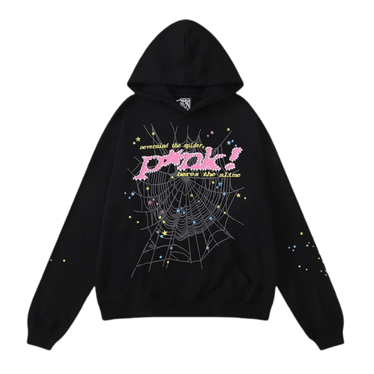 Sp5der Worldwide "P*NK" Web Hoodie 'Jet Black/Pink'