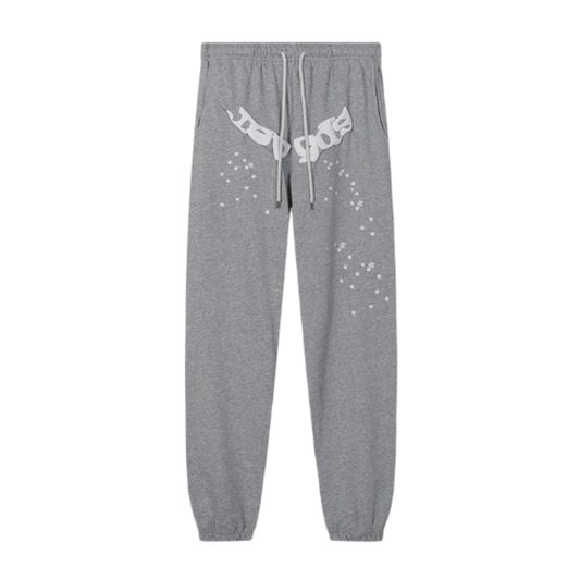 Sp5der Worldwide Web Pullover Sweatpants 'Heather Grey/White'