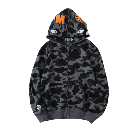 BAPE 1st Camo Shark Full-Zip Hoodie 'Grey/Black'