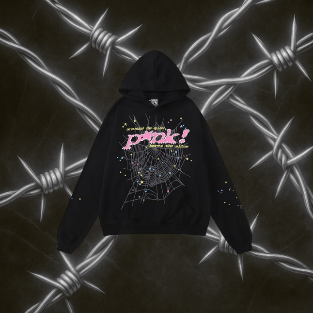 Sp5der P*NK Hoodie "Black & Pink"