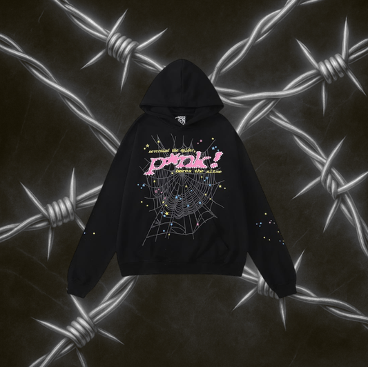 Sp5der P*NK Hoodie "Black & Pink"