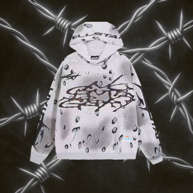 Hellstar Graphic-Print Hooded Sweatshirt "White & Black"