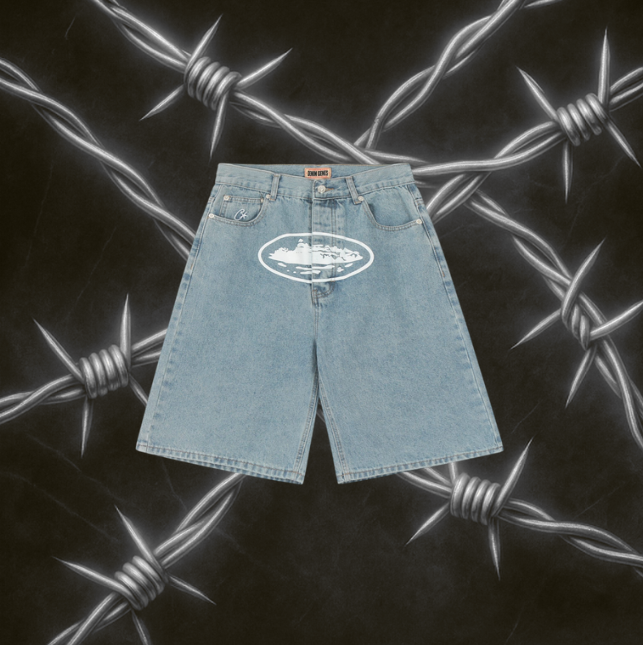 Corteiz Alcatraz Denim Shorts "Stonewash"