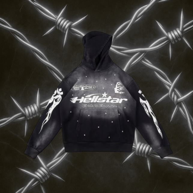 Hellstar Hstar Records Hoodie "Black & White"