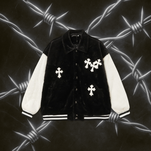 Chrome Hearts Fur Leather Coat "Black & White"