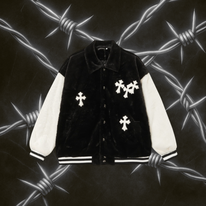 Chrome Hearts Fur Leather Coat "Black & White"
